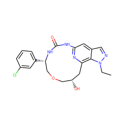 CCn1ncc2cc3nc(c21)C[C@H](O)COC[C@H](c1cccc(Cl)c1)NC(=O)N3 ZINC001772602997