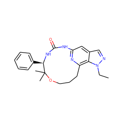 CCn1ncc2cc3nc(c21)CCCOC(C)(C)[C@@H](c1ccccc1)NC(=O)N3 ZINC001772648106