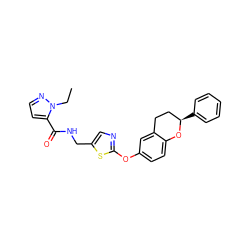 CCn1nccc1C(=O)NCc1cnc(Oc2ccc3c(c2)CC[C@@H](c2ccccc2)O3)s1 ZINC000169710531