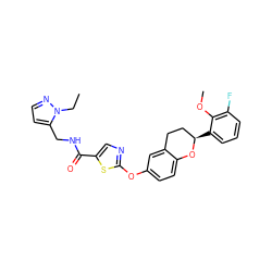 CCn1nccc1CNC(=O)c1cnc(Oc2ccc3c(c2)CC[C@@H](c2cccc(F)c2OC)O3)s1 ZINC000169710767