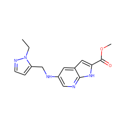 CCn1nccc1CNc1cnc2[nH]c(C(=O)OC)cc2c1 ZINC000205522443