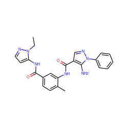 CCn1nccc1NC(=O)c1ccc(C)c(NC(=O)c2cnn(-c3ccccc3)c2N)c1 ZINC000064560416