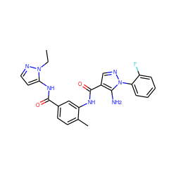 CCn1nccc1NC(=O)c1ccc(C)c(NC(=O)c2cnn(-c3ccccc3F)c2N)c1 ZINC000064560420