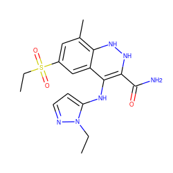 CCn1nccc1NC1=C(C(N)=O)NNc2c(C)cc(S(=O)(=O)CC)cc21 ZINC000045352482