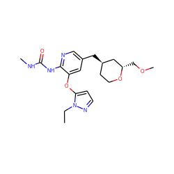 CCn1nccc1Oc1cc(C[C@@H]2CCO[C@@H](COC)C2)cnc1NC(=O)NC ZINC000299838735