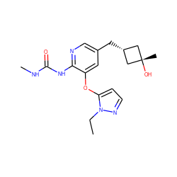 CCn1nccc1Oc1cc(C[C@H]2C[C@@](C)(O)C2)cnc1NC(=O)NC ZINC000299819647