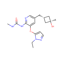 CCn1nccc1Oc1cc(C[C@H]2C[C@](C)(O)C2)cnc1NC(=O)NC ZINC000299819646