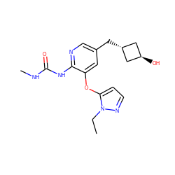 CCn1nccc1Oc1cc(C[C@H]2C[C@H](O)C2)cnc1NC(=O)NC ZINC000299832026