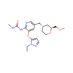 CCn1nccc1Oc1cc(C[C@H]2CCO[C@H](COC)C2)cnc1NC(=O)NC ZINC000299838736