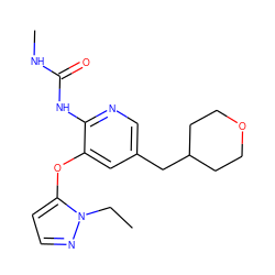 CCn1nccc1Oc1cc(CC2CCOCC2)cnc1NC(=O)NC ZINC000206929825