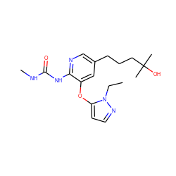 CCn1nccc1Oc1cc(CCCC(C)(C)O)cnc1NC(=O)NC ZINC000299841340