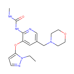 CCn1nccc1Oc1cc(CN2CCOCC2)cnc1NC(=O)NC ZINC000299824912