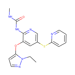 CCn1nccc1Oc1cc(Sc2ccccn2)cnc1NC(=O)NC ZINC000299819183