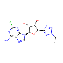 CCn1nnc([C@H]2O[C@@H](n3cnc4c(N)nc(Cl)nc43)[C@H](O)[C@@H]2O)n1 ZINC000149327972