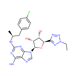 CCn1nnc([C@H]2O[C@@H](n3cnc4c(N)nc(N[C@@H](C)Cc5ccc(Cl)cc5)nc43)[C@H](O)[C@@H]2O)n1 ZINC000653785974