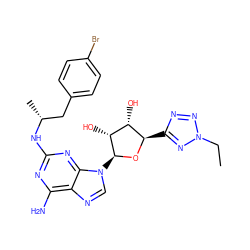 CCn1nnc([C@H]2O[C@@H](n3cnc4c(N)nc(N[C@H](C)Cc5ccc(Br)cc5)nc43)[C@H](O)[C@@H]2O)n1 ZINC000653785993