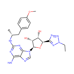 CCn1nnc([C@H]2O[C@@H](n3cnc4c(N)nc(N[C@H](C)Cc5ccc(OC)cc5)nc43)[C@H](O)[C@@H]2O)n1 ZINC000084741026