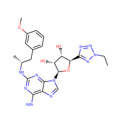 CCn1nnc([C@H]2O[C@@H](n3cnc4c(N)nc(N[C@H](C)Cc5cccc(OC)c5)nc43)[C@H](O)[C@@H]2O)n1 ZINC000653799958