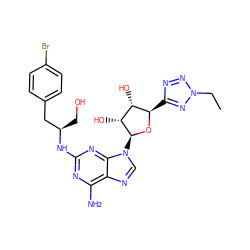 CCn1nnc([C@H]2O[C@@H](n3cnc4c(N)nc(N[C@H](CO)Cc5ccc(Br)cc5)nc43)[C@H](O)[C@@H]2O)n1 ZINC000028393127