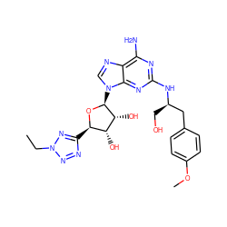 CCn1nnc([C@H]2O[C@@H](n3cnc4c(N)nc(N[C@H](CO)Cc5ccc(OC)cc5)nc43)[C@H](O)[C@@H]2O)n1 ZINC000028385557