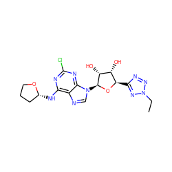 CCn1nnc([C@H]2O[C@@H](n3cnc4c(N[C@@H]5CCCO5)nc(Cl)nc43)[C@H](O)[C@@H]2O)n1 ZINC000299858817