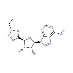 CCn1nnc([C@H]2O[C@@H](n3cnc4c(NC)ncnc43)[C@H](O)[C@@H]2O)n1 ZINC000299867151