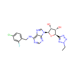 CCn1nnc([C@H]2O[C@@H](n3cnc4c(NCc5ccc(Cl)cc5F)ncnc43)[C@H](O)[C@@H]2O)n1 ZINC001772577073