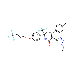 CCn1nnc(C2=C(c3ccc(C)cc3)C[C@@](c3ccc(OCCCC(F)(F)F)cc3)(C(F)(F)F)NC2=O)n1 ZINC000096285845