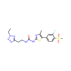 CCn1nnc(CCNC(=O)Nc2nc(C)c(-c3ccc(S(C)(=O)=O)c(F)c3)s2)n1 ZINC000084688109