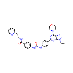 CCn1nnc2c(N3CCOCC3)nc(-c3ccc(NC(=O)Nc4ccc(C(=O)NCCc5ccccn5)cc4)cc3)nc21 ZINC000049746570