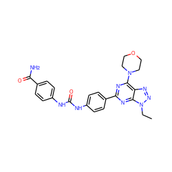 CCn1nnc2c(N3CCOCC3)nc(-c3ccc(NC(=O)Nc4ccc(C(N)=O)cc4)cc3)nc21 ZINC000045336176