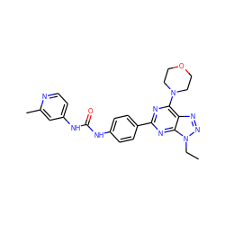 CCn1nnc2c(N3CCOCC3)nc(-c3ccc(NC(=O)Nc4ccnc(C)c4)cc3)nc21 ZINC000045338482