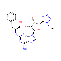 CCn1nnnc1[C@H]1O[C@@H](n2cnc3c(N)nc(N[C@H](CO)Cc4ccccc4)nc32)[C@H](O)[C@@H]1O ZINC000073200522