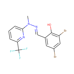 CN(/N=C/c1cc(Br)cc(Br)c1O)c1cccc(C(F)(F)F)n1 ZINC000020615390