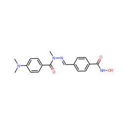 CN(/N=C/c1ccc(C(=O)NO)cc1)C(=O)c1ccc(N(C)C)cc1 ZINC000653691284