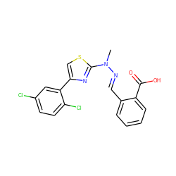 CN(/N=C/c1ccccc1C(=O)O)c1nc(-c2cc(Cl)ccc2Cl)cs1 ZINC001772597143