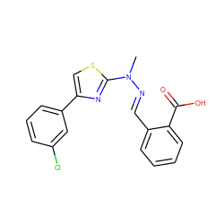 CN(/N=C/c1ccccc1C(=O)O)c1nc(-c2cccc(Cl)c2)cs1 ZINC001772593495