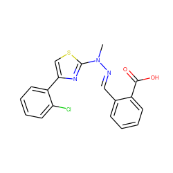 CN(/N=C/c1ccccc1C(=O)O)c1nc(-c2ccccc2Cl)cs1 ZINC001772644944