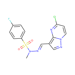 CN(/N=C/c1cnn2ccc(Cl)nc12)S(=O)(=O)c1ccc(F)cc1 ZINC000473114674