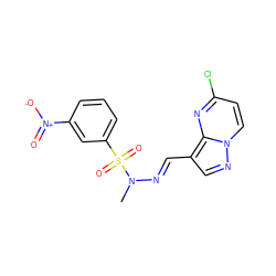 CN(/N=C/c1cnn2ccc(Cl)nc12)S(=O)(=O)c1cccc([N+](=O)[O-])c1 ZINC000473114292