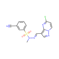 CN(/N=C/c1cnn2ccc(Cl)nc12)S(=O)(=O)c1cccc(C#N)c1 ZINC000473115425