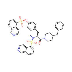 CN([C@@H](Cc1ccc(OS(=O)(=O)c2cccc3cnccc23)cc1)C(=O)N1CCC(Cc2ccccc2)CC1)S(=O)(=O)c1cccc2cnccc12 ZINC000028761928