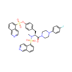 CN([C@@H](Cc1ccc(OS(=O)(=O)c2cccc3cnccc23)cc1)C(=O)N1CCN(c2ccc(F)cc2)CC1)S(=O)(=O)c1cccc2cnccc12 ZINC000095614597