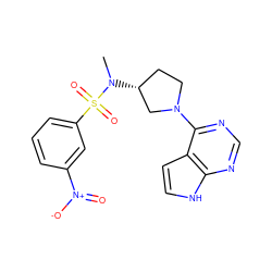 CN([C@@H]1CCN(c2ncnc3[nH]ccc23)C1)S(=O)(=O)c1cccc([N+](=O)[O-])c1 ZINC000142160693