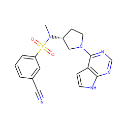 CN([C@@H]1CCN(c2ncnc3[nH]ccc23)C1)S(=O)(=O)c1cccc(C#N)c1 ZINC000142164571