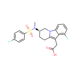 CN([C@@H]1CCc2c(CC(=O)O)c3c(F)cccc3n2C1)S(=O)(=O)c1ccc(F)cc1 ZINC000066100258