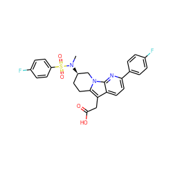 CN([C@@H]1CCc2c(CC(=O)O)c3ccc(-c4ccc(F)cc4)nc3n2C1)S(=O)(=O)c1ccc(F)cc1 ZINC000066259819