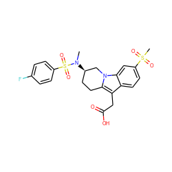 CN([C@@H]1CCc2c(CC(=O)O)c3ccc(S(C)(=O)=O)cc3n2C1)S(=O)(=O)c1ccc(F)cc1 ZINC000066102387