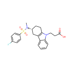 CN([C@@H]1CCc2c(c3ccccc3n2CCC(=O)O)C1)S(=O)(=O)c1ccc(F)cc1 ZINC000013608912