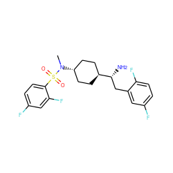 CN([C@H]1CC[C@H]([C@H](N)Cc2cc(F)ccc2F)CC1)S(=O)(=O)c1ccc(F)cc1F ZINC000254051221